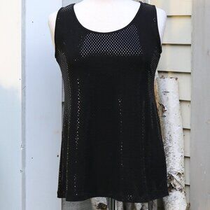 Clara Sun Woo Black Fol Print Dot Knit Sleeveless Top Sz XS